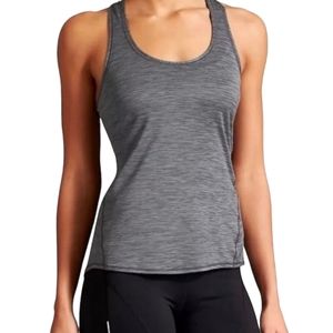 Athleta Flint Gray Shadow Stripe Chi Racerback Active Tank Top Size Large